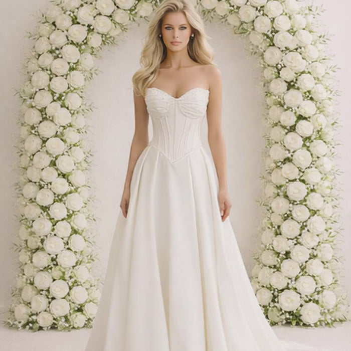 woman in wedding dress ivory colour