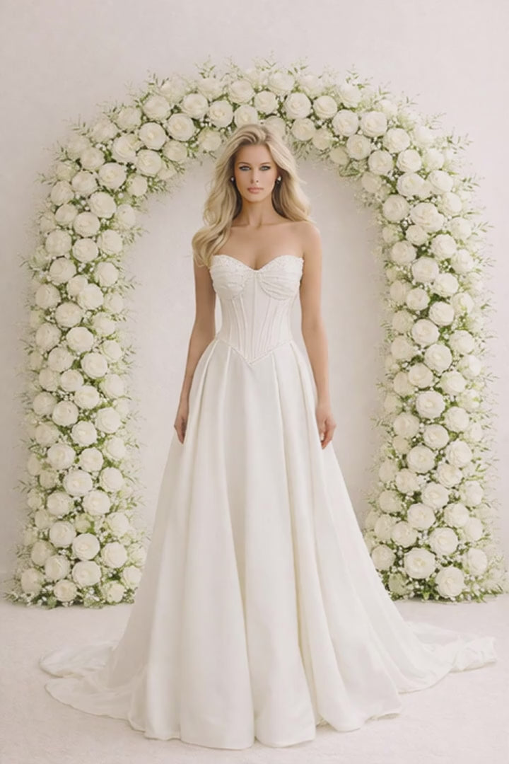woman in wedding dress ivory colour