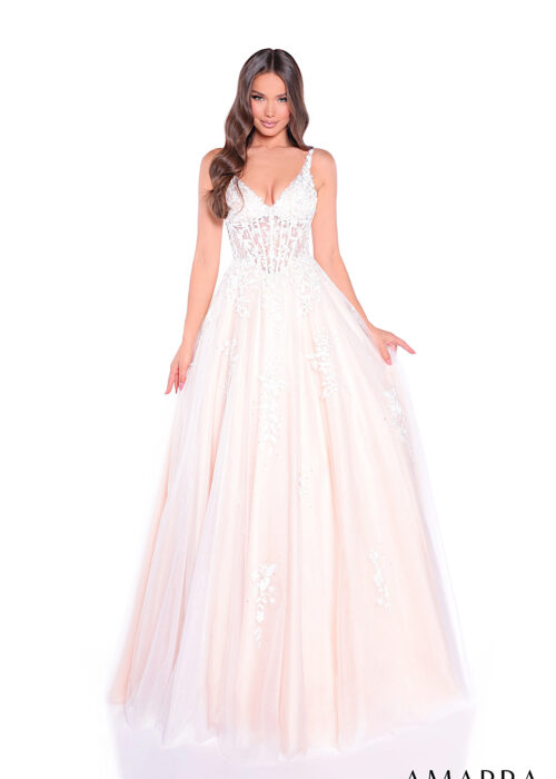 Alternative view of Floral Embroidered Corset Ball Gown Style 89523